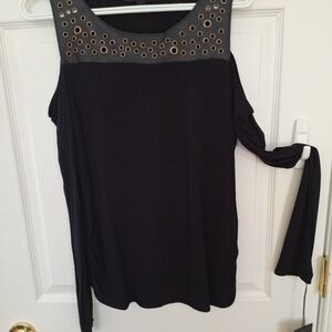 Rock & Republic Black Top with Grommet Detail